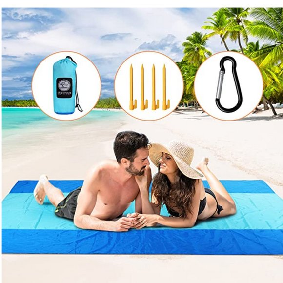 Beach Blanket Waterproof Sandproof Oversized 120.08"L x 110.24"W - Picture 1 of 6